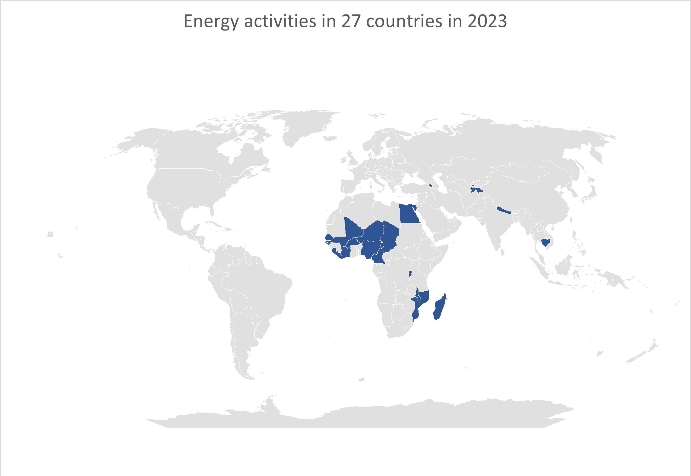 Map infographic of energy activities in 27 countries in 2023