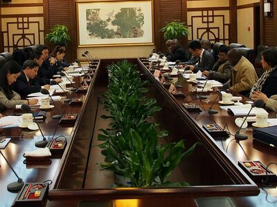 Group of people in a board meeting