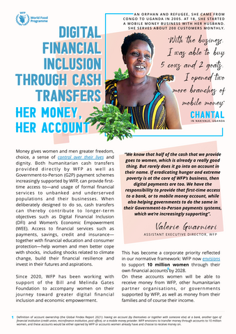 Image of a small factsheet featuring photo of a woman accompanied by text.