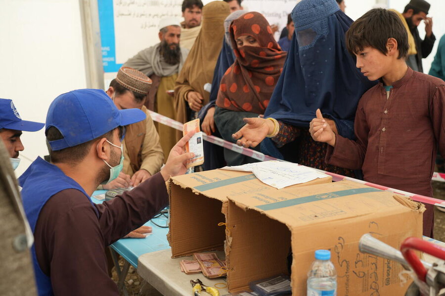  Edit media Afghan returnees receive cash assistance to the tune of US$145 per person in Nangarhar, Afghanistan. Photo: WFP/Philippe Kropf 