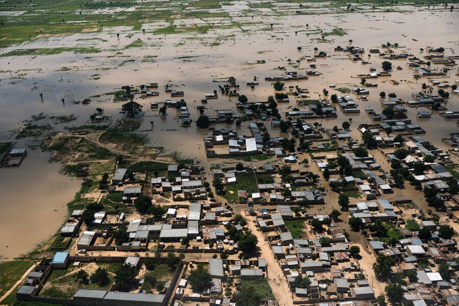 An areal view of Nigeria's northeastern city of Maiduguri, half-submerged by floods. Photo: WFP/Ozavogu Abdul 