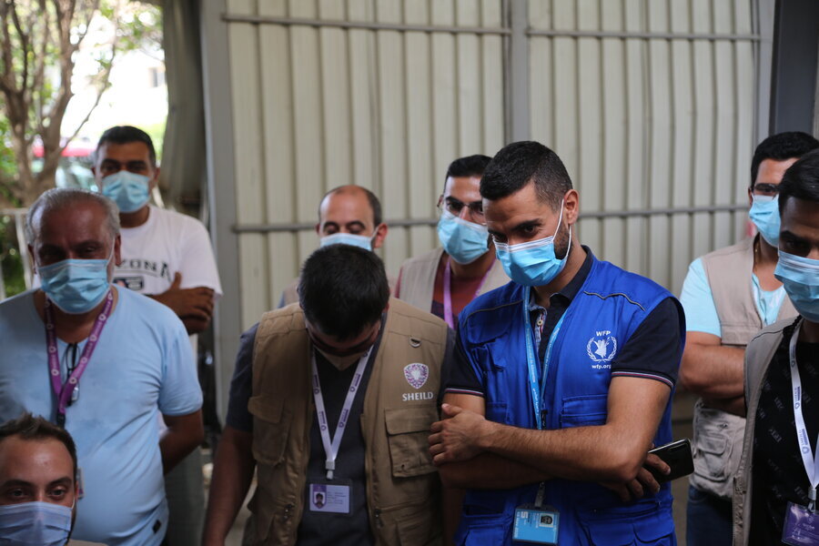 WFP staffer at a distribution centre in Beirut.