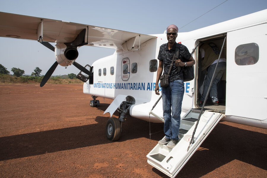 UNICEF IT expert Ahmadou Tidjani is a UNHAS veteran, who has flown the air service in other African countries. WFP/Aurore Vinot