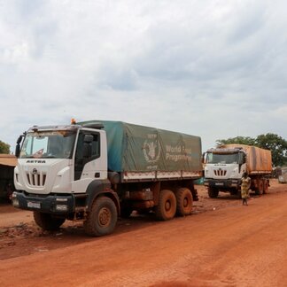 WFP trucks transporting food assistance to remote areas in South Sudan
