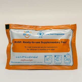 WFP Specialized Nutritious Foods: Acha Mum Ready-to-Use Supplementary Food (RUSF) is used to treat moderate acute malnutrition for children 6 months and older. Photo: WFP/Giulio d'Adamo
